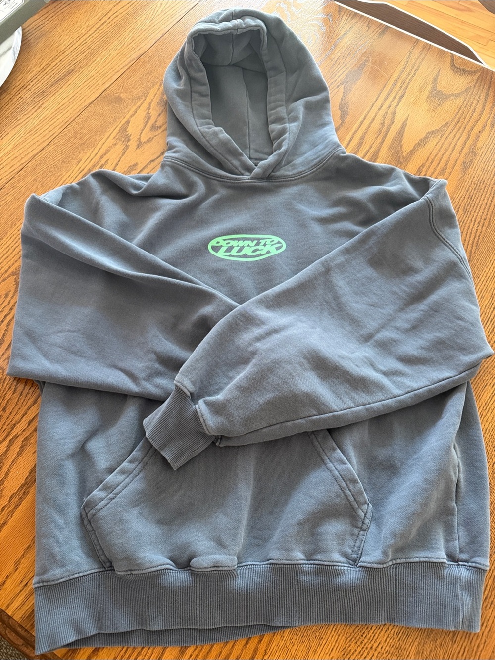 Cold Culture Men's Slate Blue Hoodie with Neon Green Logo - Casual Pullover